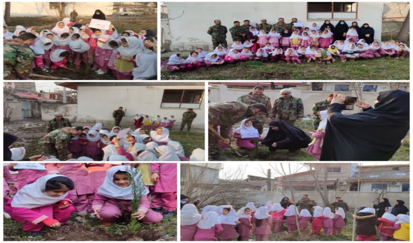 کاشت 50 اصله نهال در مدرسه ابتدایی شهید نسیبه رشت